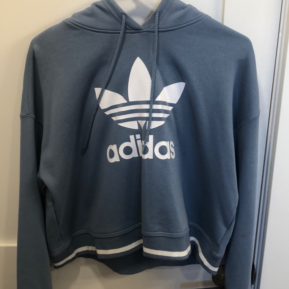 Adidas blue and white stripped hoodie
